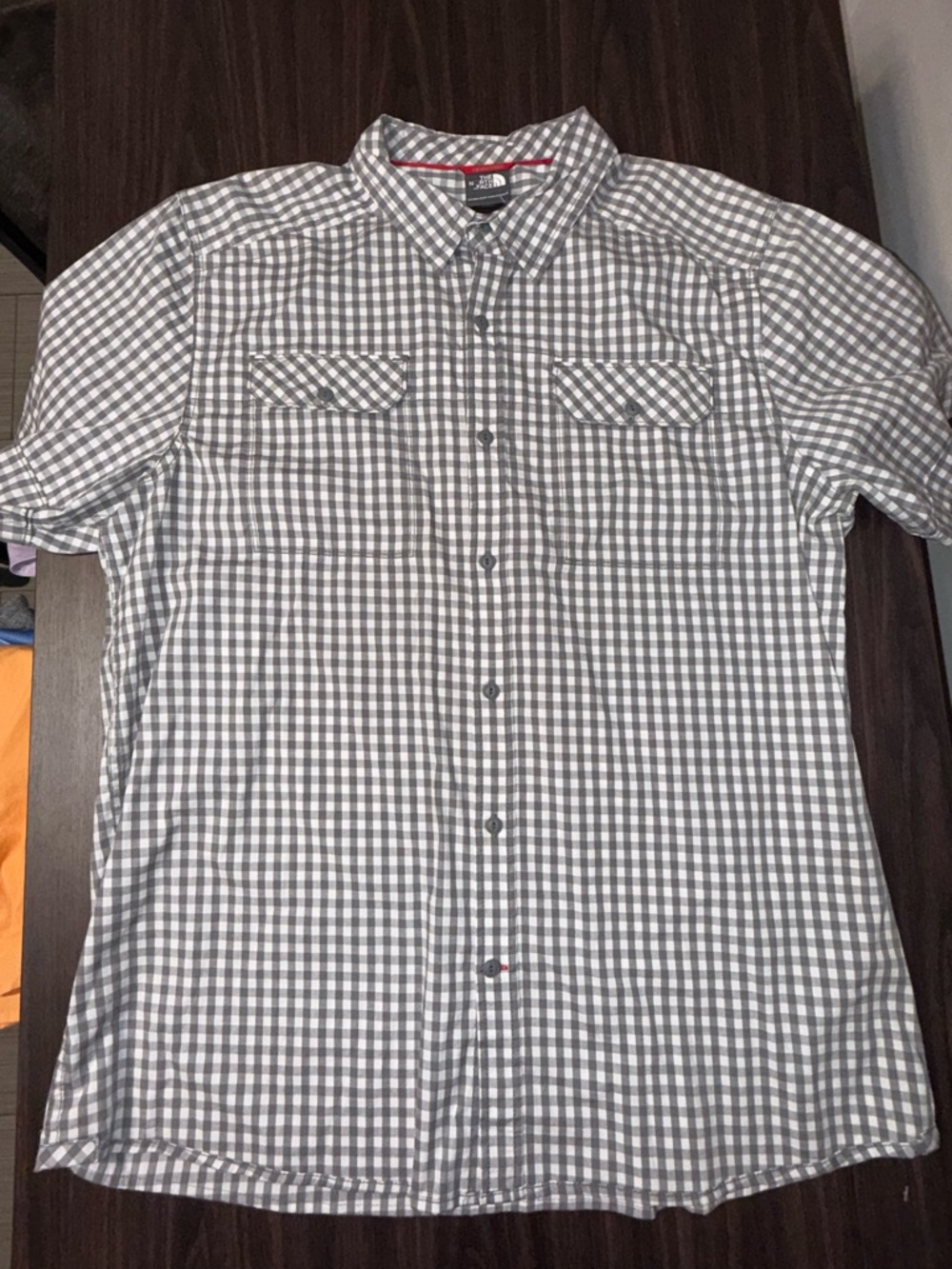 The North Face Grey Gingham Short-Sleeve Button-Down Shirt